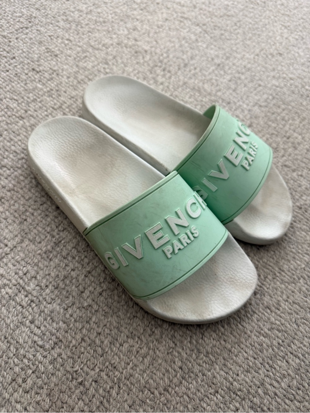 Givenchy Women’s Logo Slides Size 37 ‘White Aqua Green’